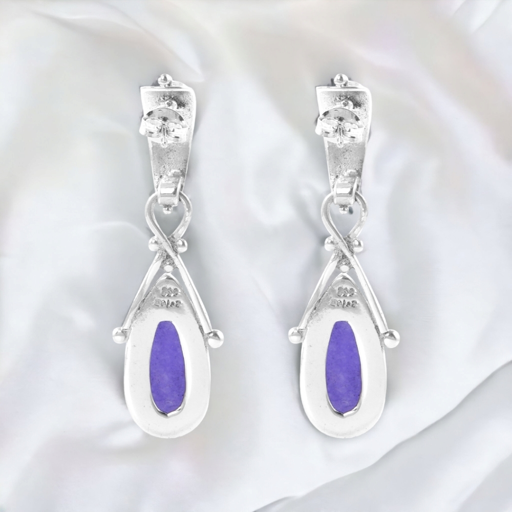 🔥PRICE DROP🔥NWT AMETHYST & PURPLE AVENTURINE DROP EARRINGS IN STERLING SILVER - Picture 3 of 4